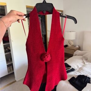 With Jean Deep Red Sleeveless Tank Top